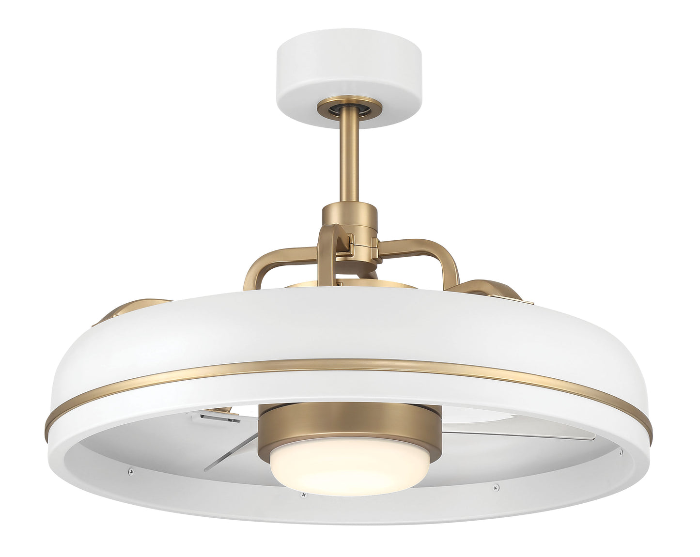 TYL24WSB3-NWF - Taylor 18" Fandelier no Wifi 20" 3 Blade Indoor Outdoor Ceiling Fan with Light Kit - White / Satin Brass