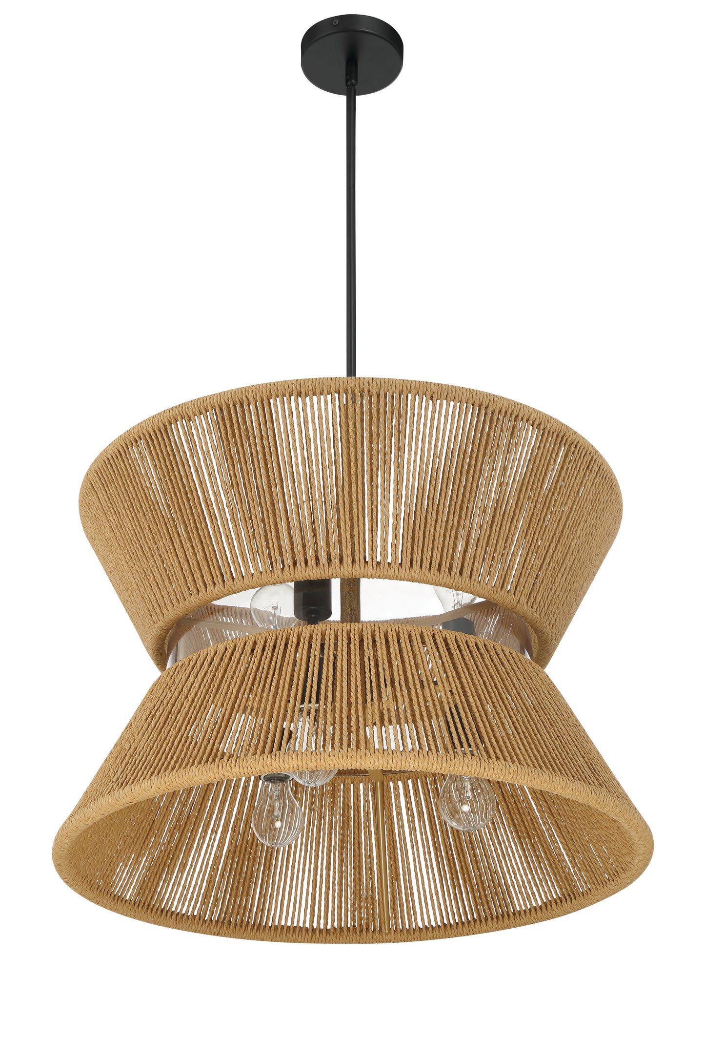 58596-FBWAL - Serena 6 Light 24" Wide Pendant - Flat Black / Walnut