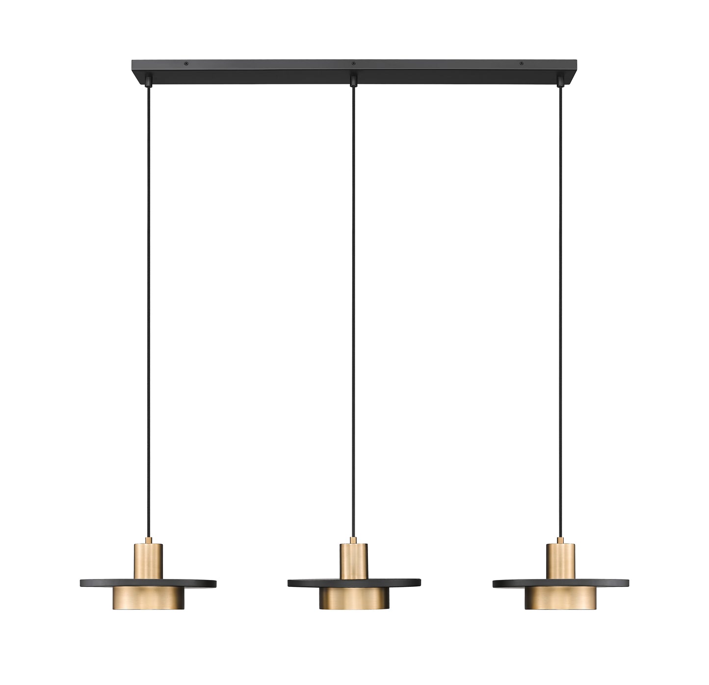 829P12-3L-MB-MGLD-LE - Ludo 3 Light Linear 52" Chandelier - Matte Black / Modern Gold