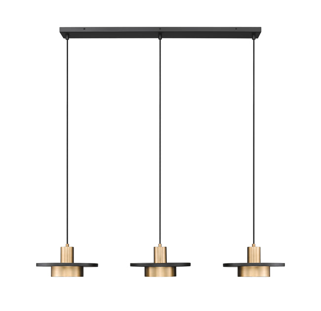 829P12-3L-MB-MGLD-LE - Ludo 3 Light Linear 52" Chandelier - Matte Black / Modern Gold