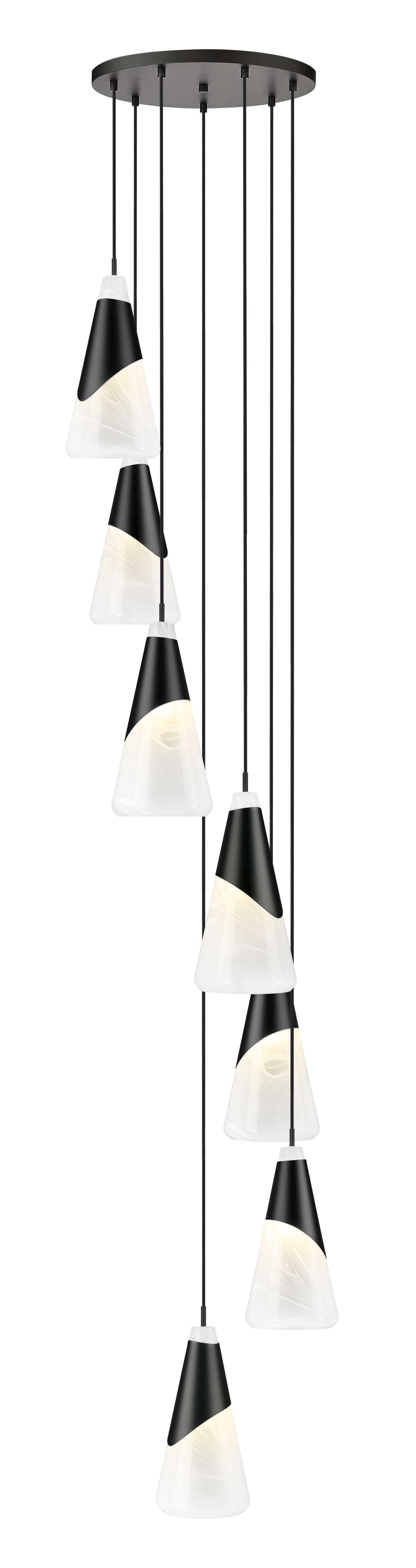 828P7-7R-MB - Aimie 7 Light 18" Chandelier - Matte Black