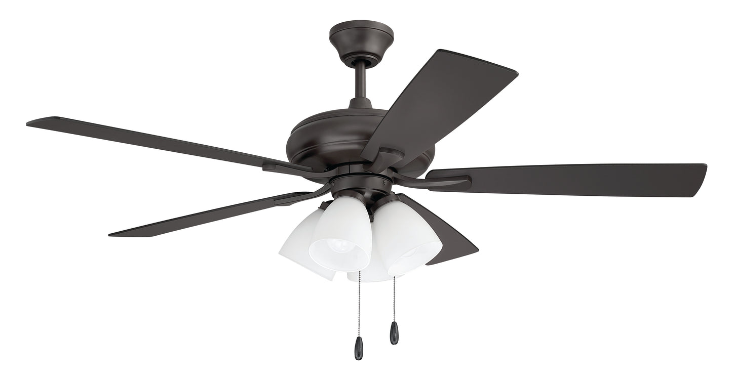 ECF114CBZ5-CBZWLN - Eos Frost 4 Light 52" 5 Blade Ceiling Fan with Light Kit - Classic Bronze