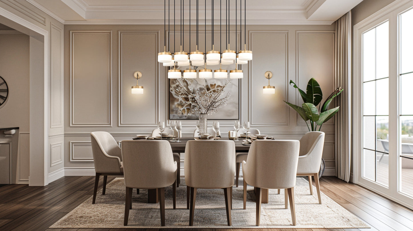 827P6-17L-MGLD-LED - Renaud 17 Light Linear 47" Chandelier - Modern Gold