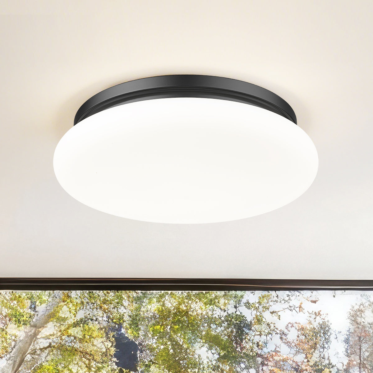 1025F16-MB-LED - Soleil 1 Light Flush 16" Mount - Matte Black