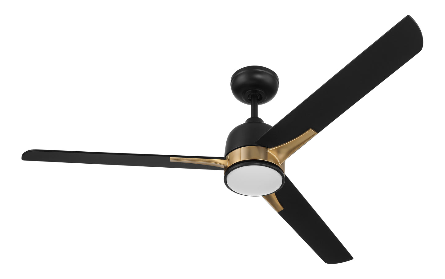 FUL52FBSB3 - Fuller 52" 3 Blade Ceiling Fan with Light Kit - Flat Black / Satin Brass