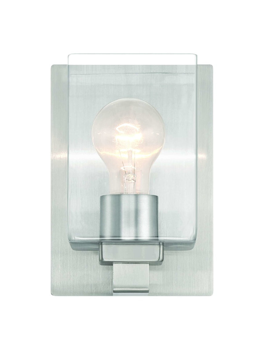 18506BNK1 - McClane 1 Light 8" High Wall Sconce - Brushed Nickel