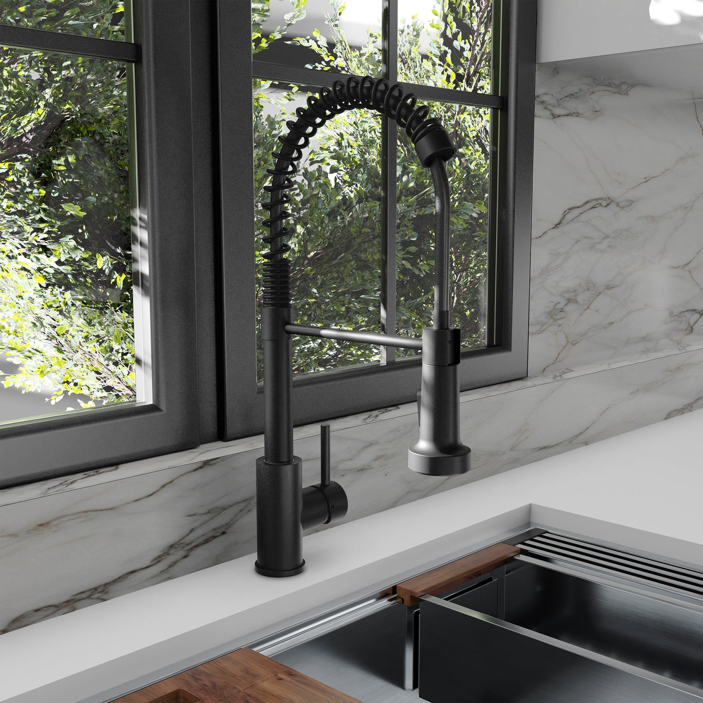 RBCN2-KF-MB - Rubicon Spring Style Pre-Rinse Kitchen Faucet - Matte Black