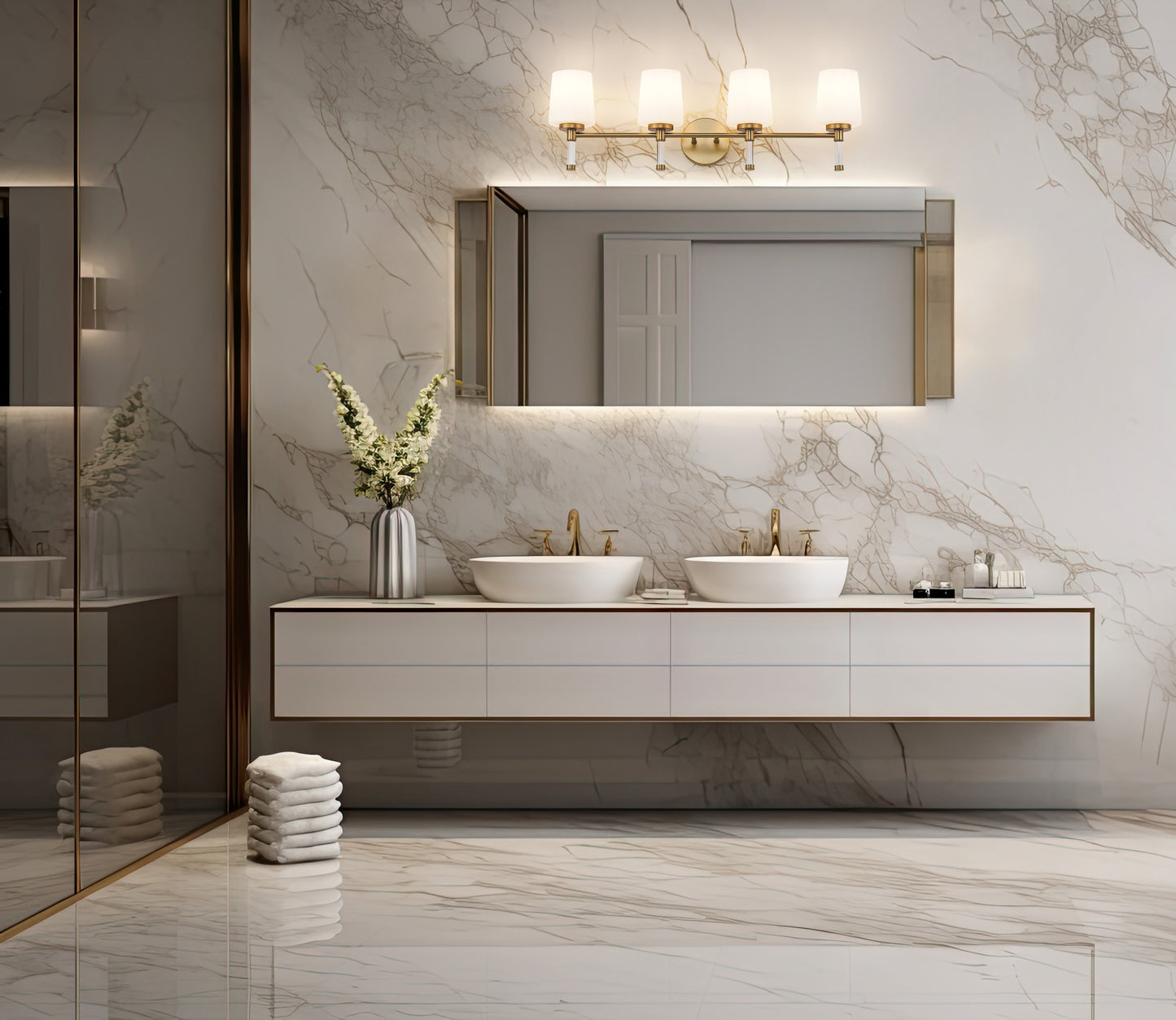 7700-4V-MGLD - Henri 4 Light 32" Vanity - Modern Gold