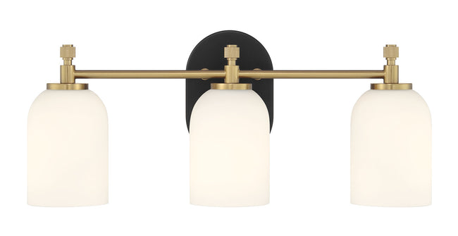 60303-FBSB - Council 3 Light 20" Wide Vanity Light - Flat Black / Satin Brass