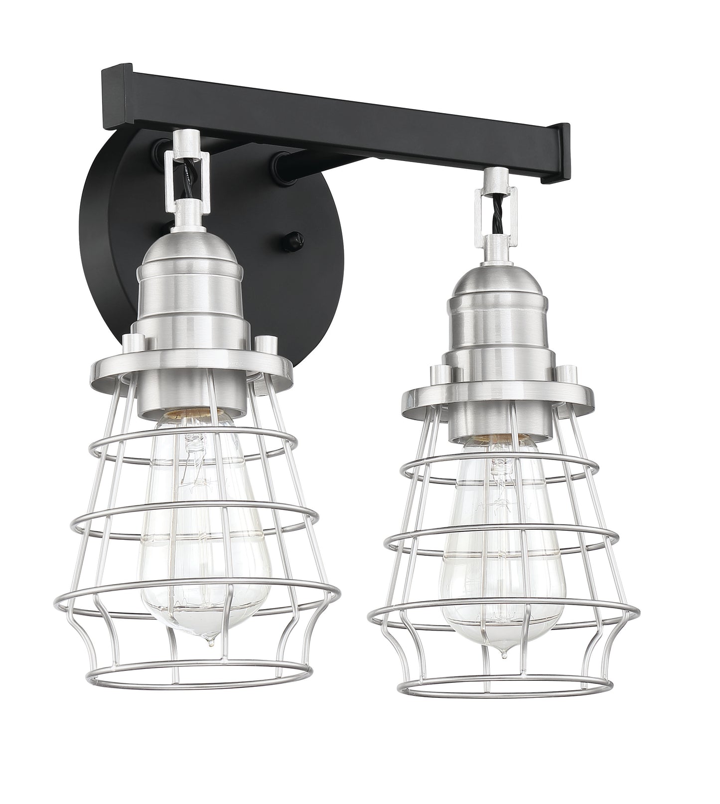 50602-FBBNK - Thatcher 2 Light 12" Wide Vanity Light - Flat Black / Brushed Polished Nickel