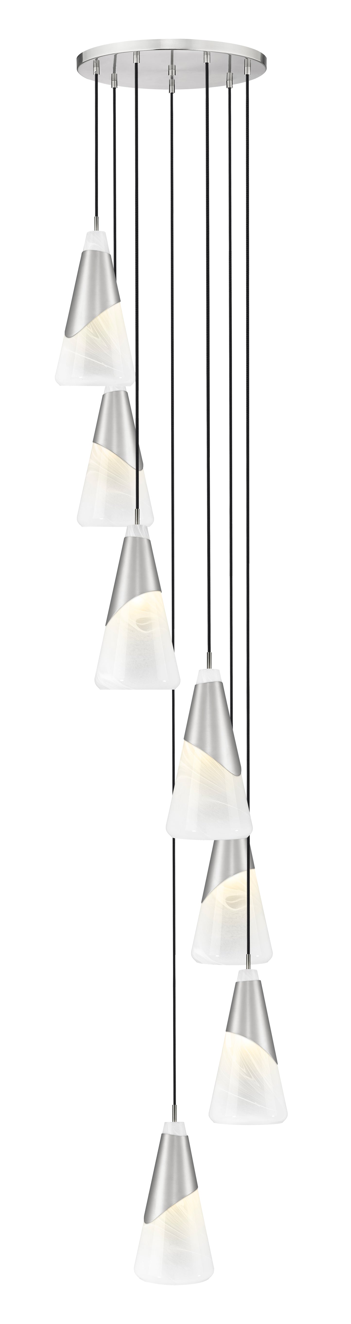828P7-7R-BN - Aimie 7 Light 18" Chandelier - Brushed Nickel