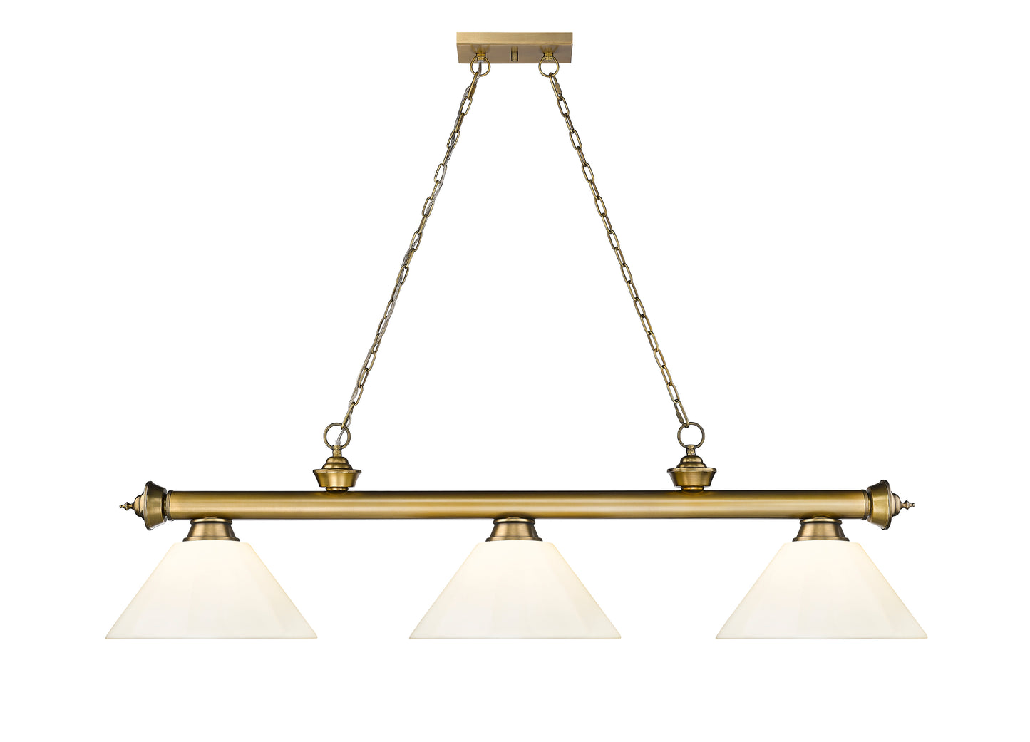 2306-3RB-PWH - Cordon 3 Light 57" Billiard - Rubbed Brass