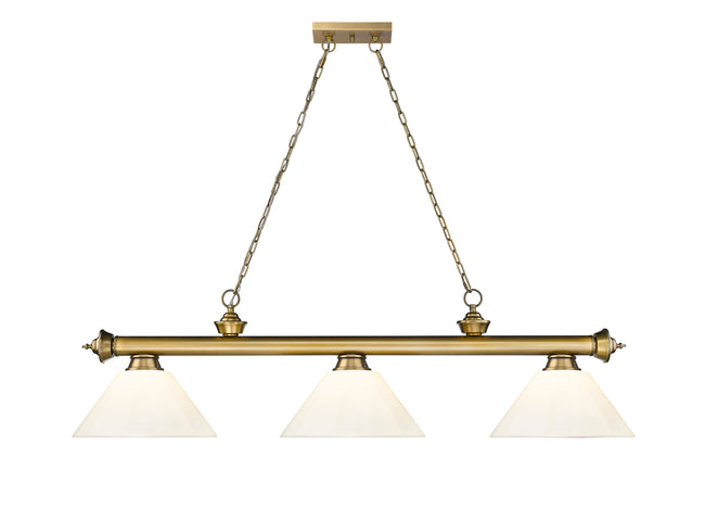 2306-3RB-PWH - Cordon 3 Light 57" Billiard - Rubbed Brass
