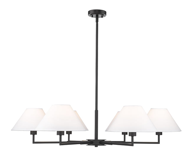 744-44R-MB - Leila 6 Light 44" Chandelier - Matte Black