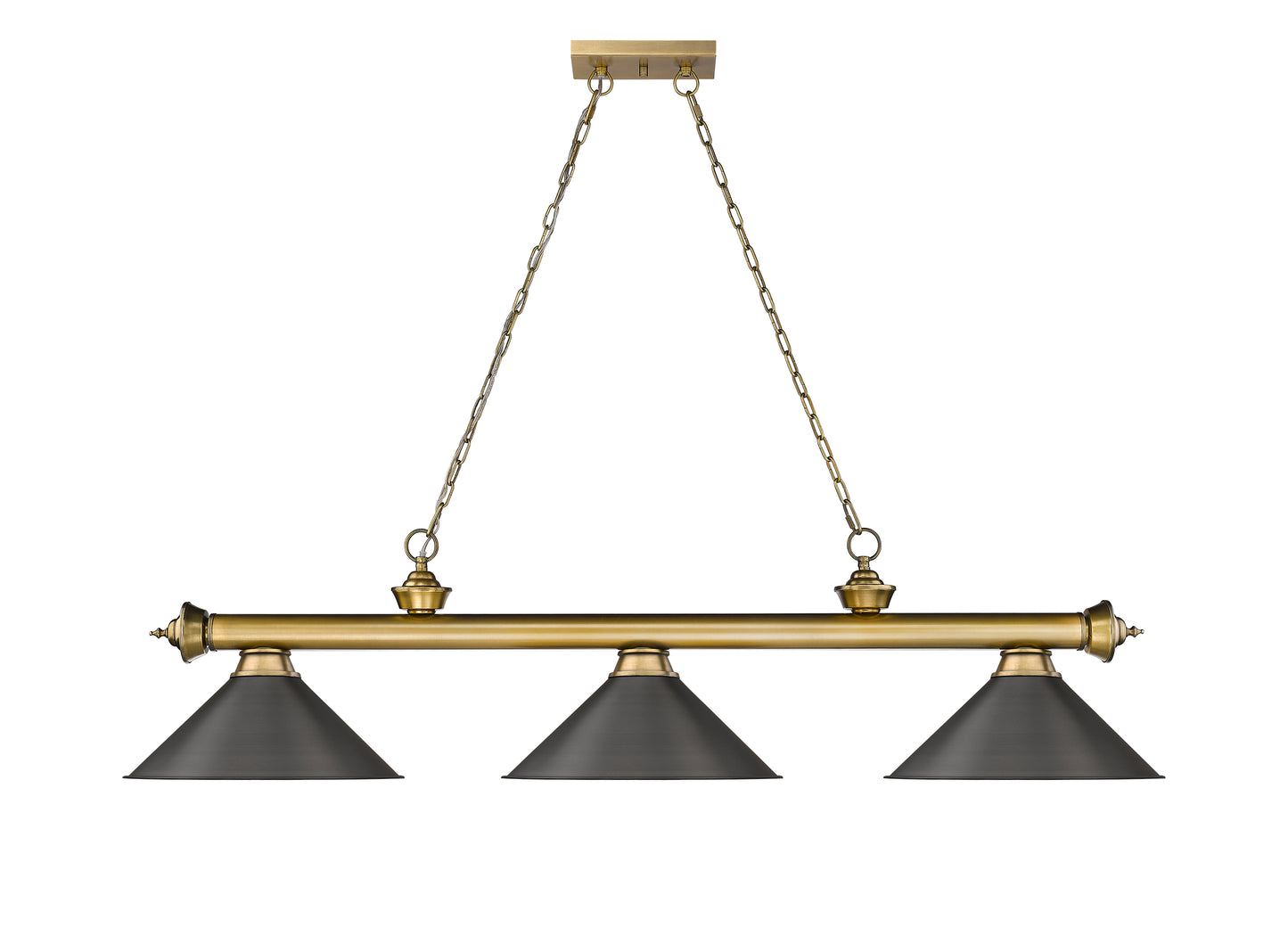 2306-3RB-BRZ15 - Cordon 3 Light 57" Billiard - Rubbed Brass