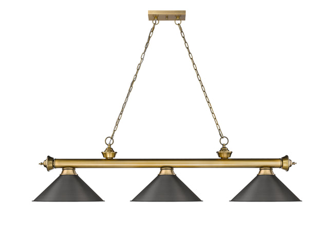 2306-3RB-BRZ15 - Cordon 3 Light 57" Billiard - Rubbed Brass