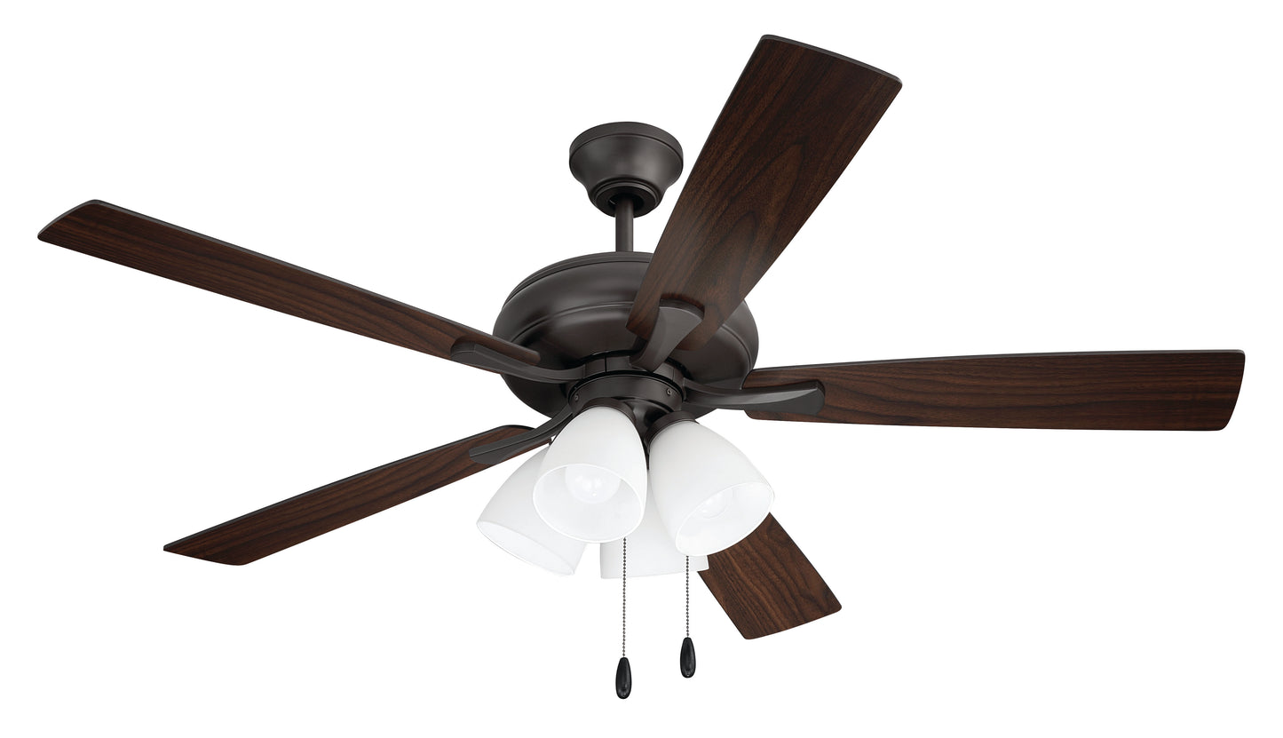 ECF114CBZ5-CBZWLN - Eos Frost 4 Light 52" 5 Blade Ceiling Fan with Light Kit - Classic Bronze
