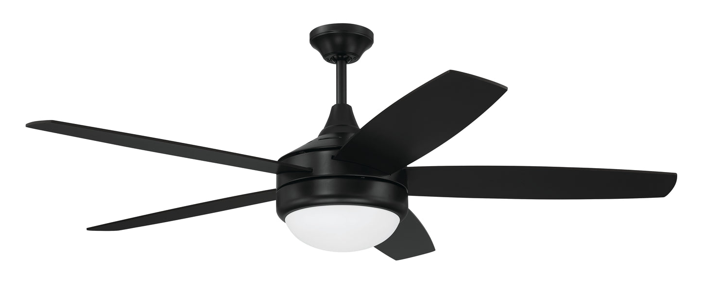 PHZ52FB5 - Phaze II 5- Blade 52" 5 Blade Ceiling Fan with Light Kit - Flat Black