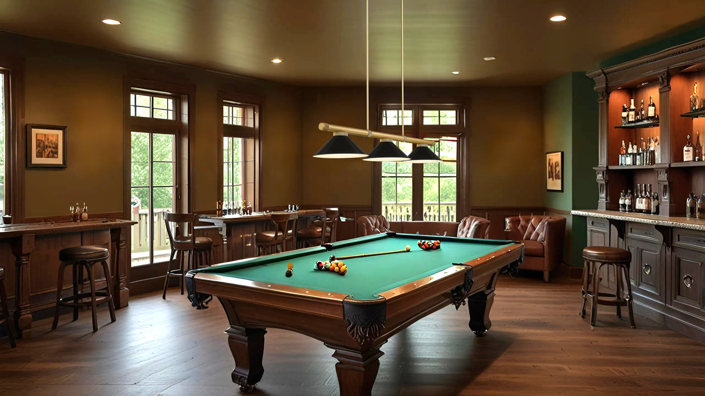 3050-3RB-MB15 - Vanguard 3 Light 58" Billiard - Rubbed Brass