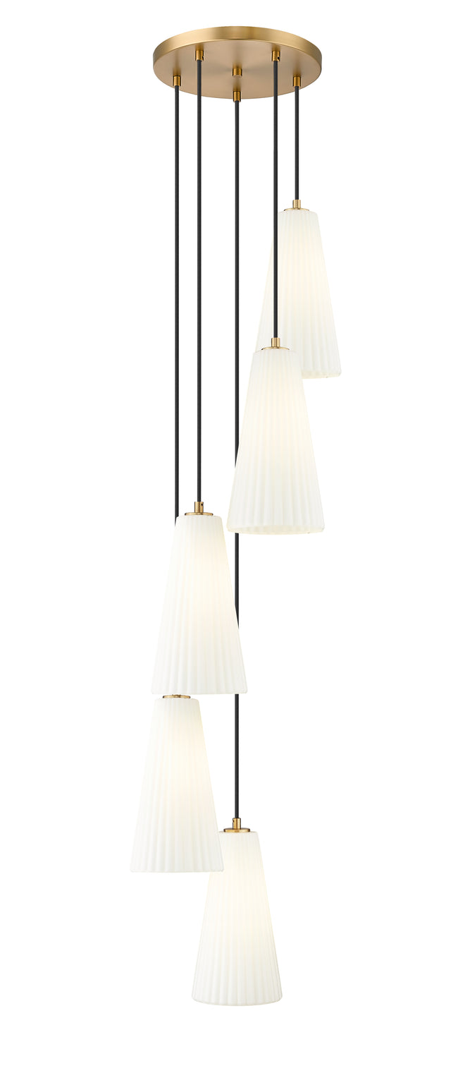 3043P7-5R-MGLD - Farrell 5 Light 12" Chandelier - Modern Gold