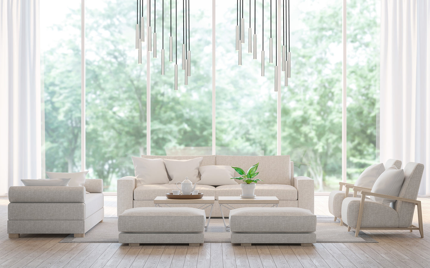 919MP12-11R-BN-LED - Forest 11 Light 24" Chandelier - Brushed Nickel