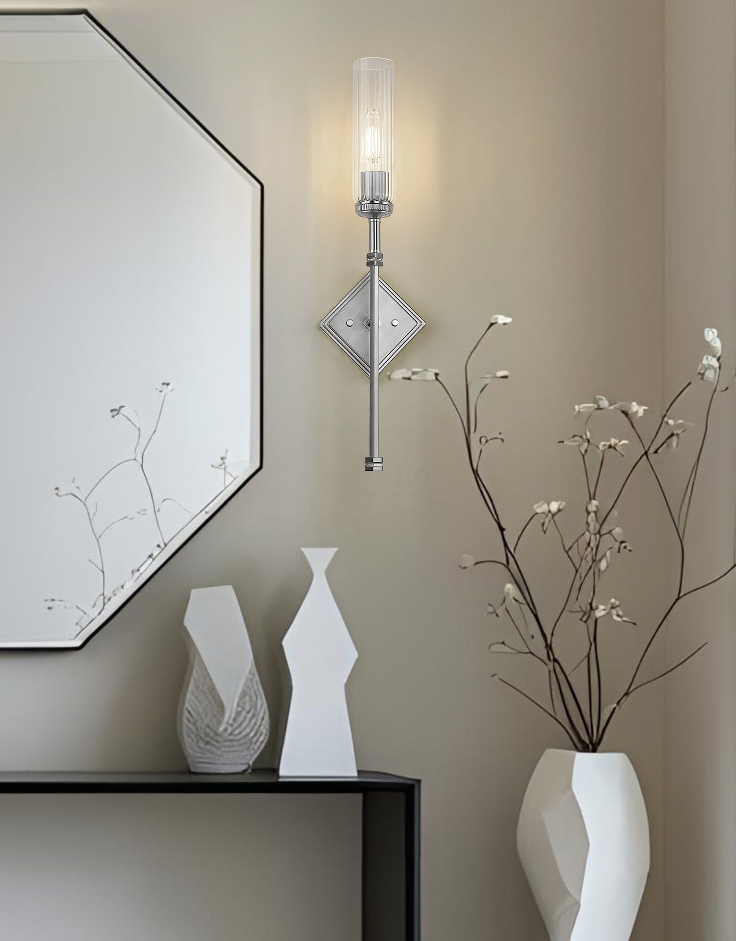 3047-1S-BN - Esme 1 Light Wall 24" Sconce - Brushed Nickel