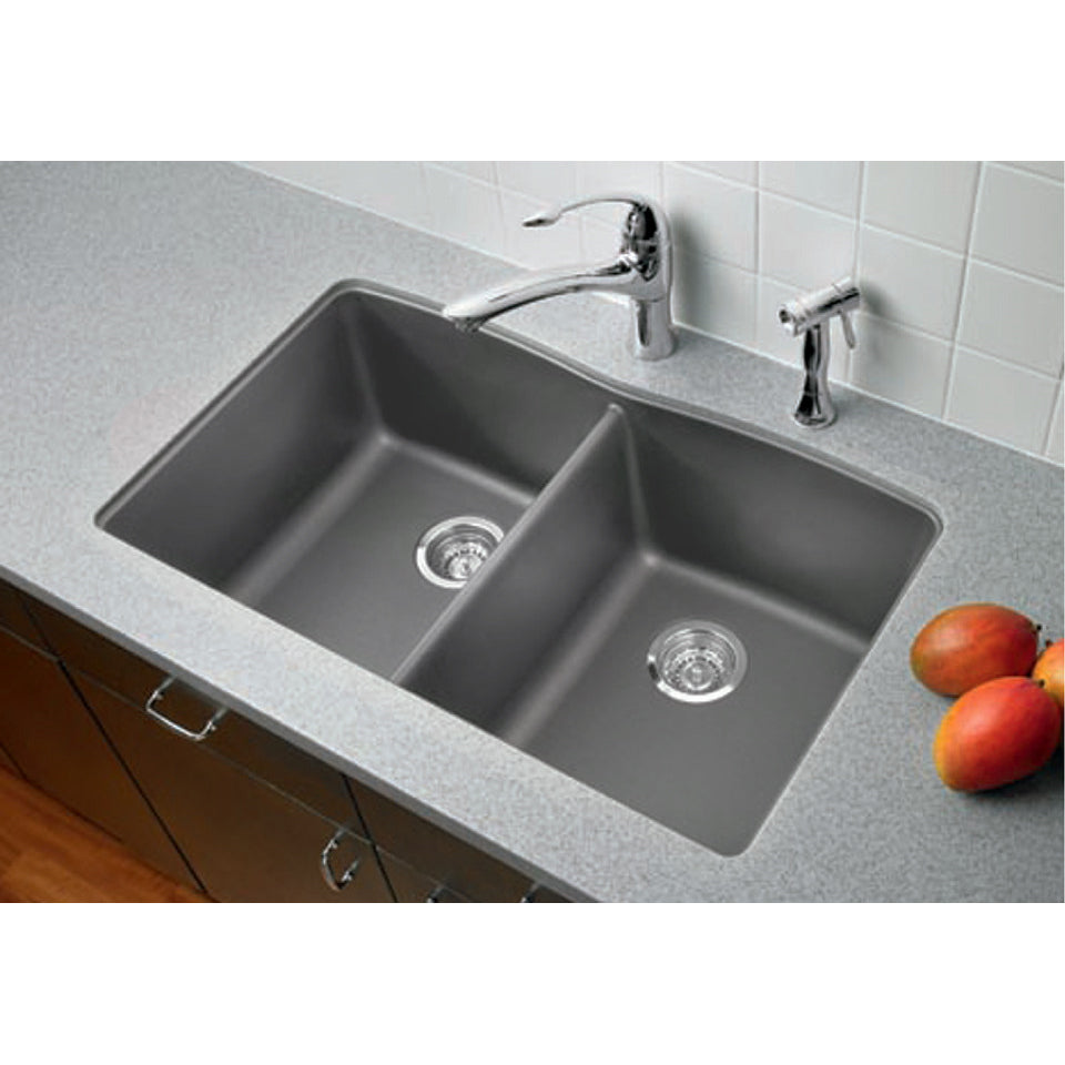 441470 - 32" Diamond Equal Double Bowl Undermount Kitchen Sink - Cinder