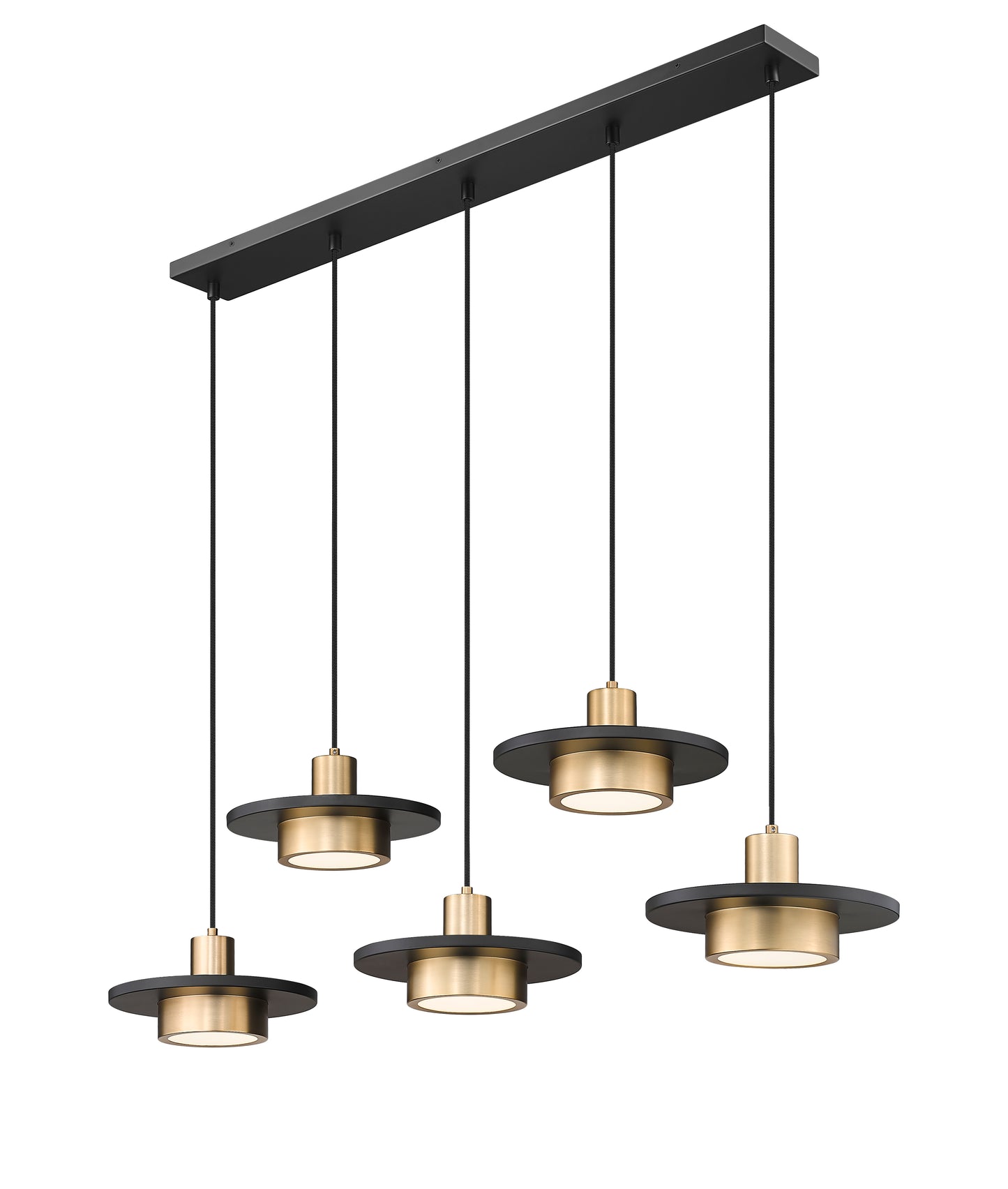 829P12-5L-MB-MGLD-LE - Ludo 5 Light Linear 52" Chandelier - Matte Black / Modern Gold
