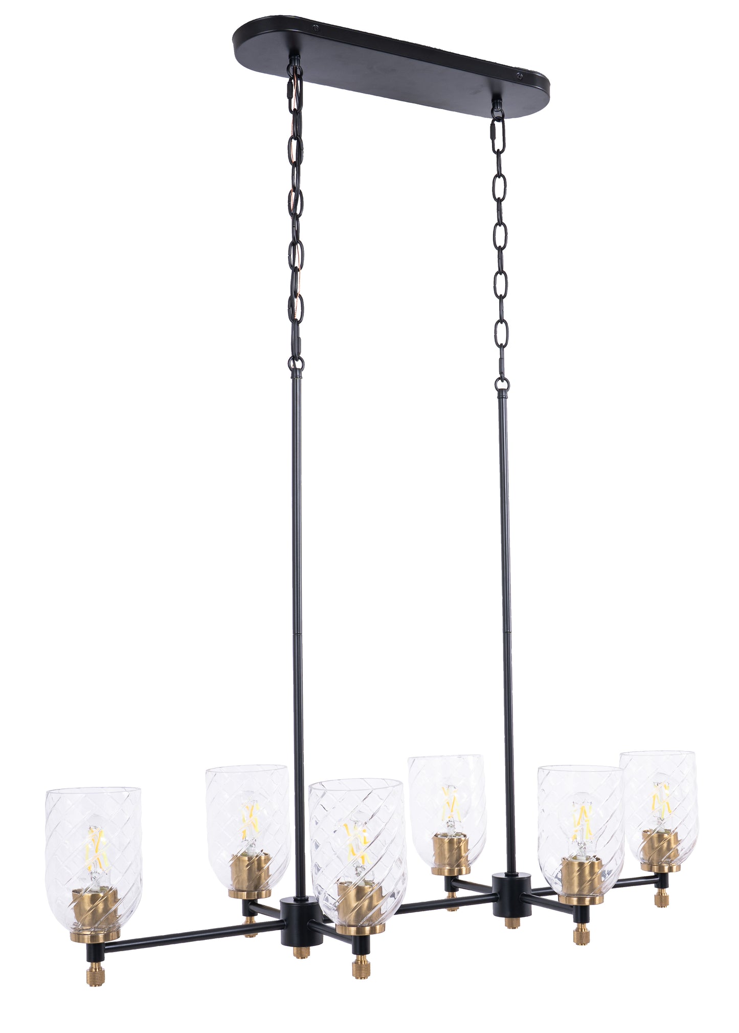 60376-FBSB-C - Council 6 Light 15" Wide Island Light - Flat Black / Satin Brass