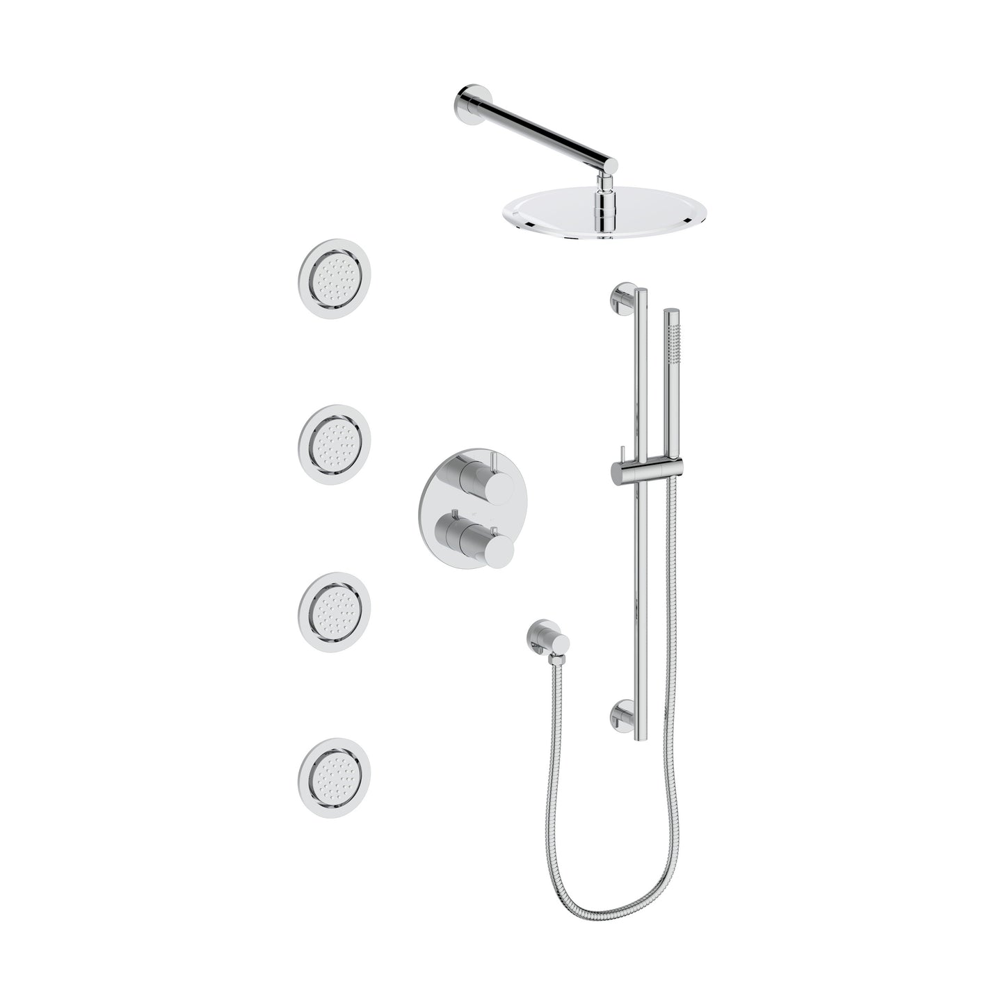 EMBY-SHS-T3-CH - Emerald Bay Thermostatic Shower System with Body Jets in Chrome