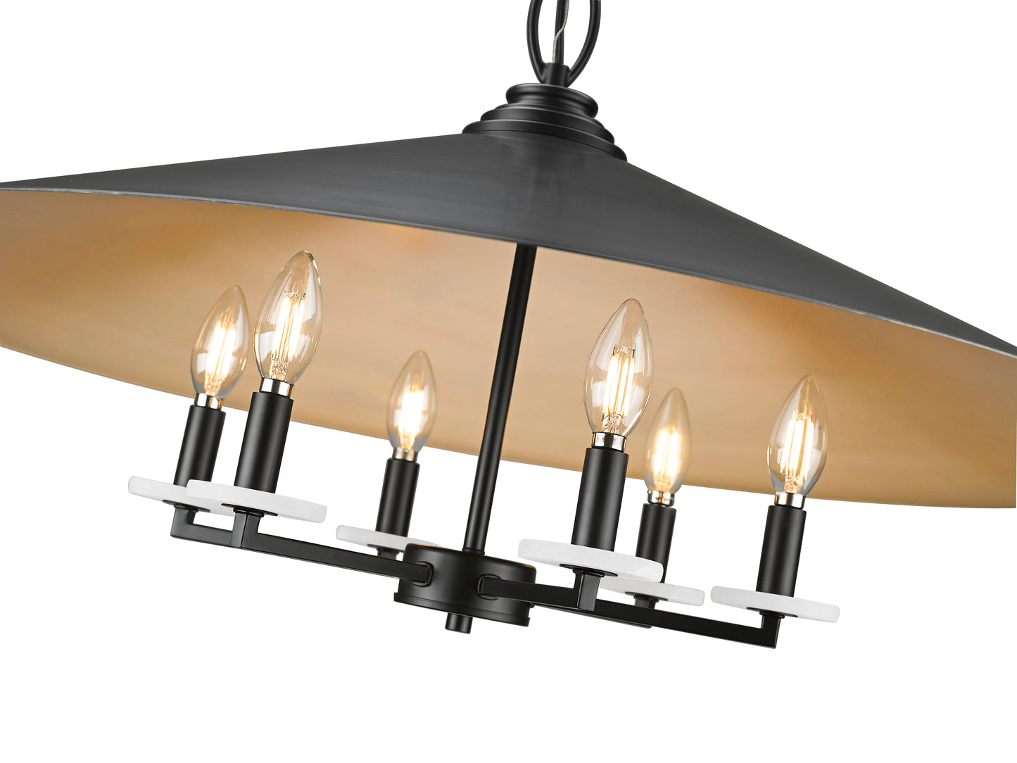 1953-32MB - Rialto 6 Light 32" Pendant - Matte Black
