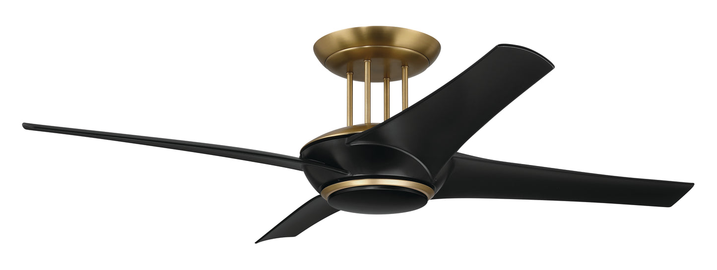 CAM54FBSB4 - Cam 54" 4 Blade Ceiling Fan with Light Kit - Flat Black / Satin Brass