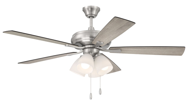 ECF114BNK5-DWWLN - Eos Frost 4 Light 52" 5 Blade Ceiling Fan with Light Kit - Brushed Nickel