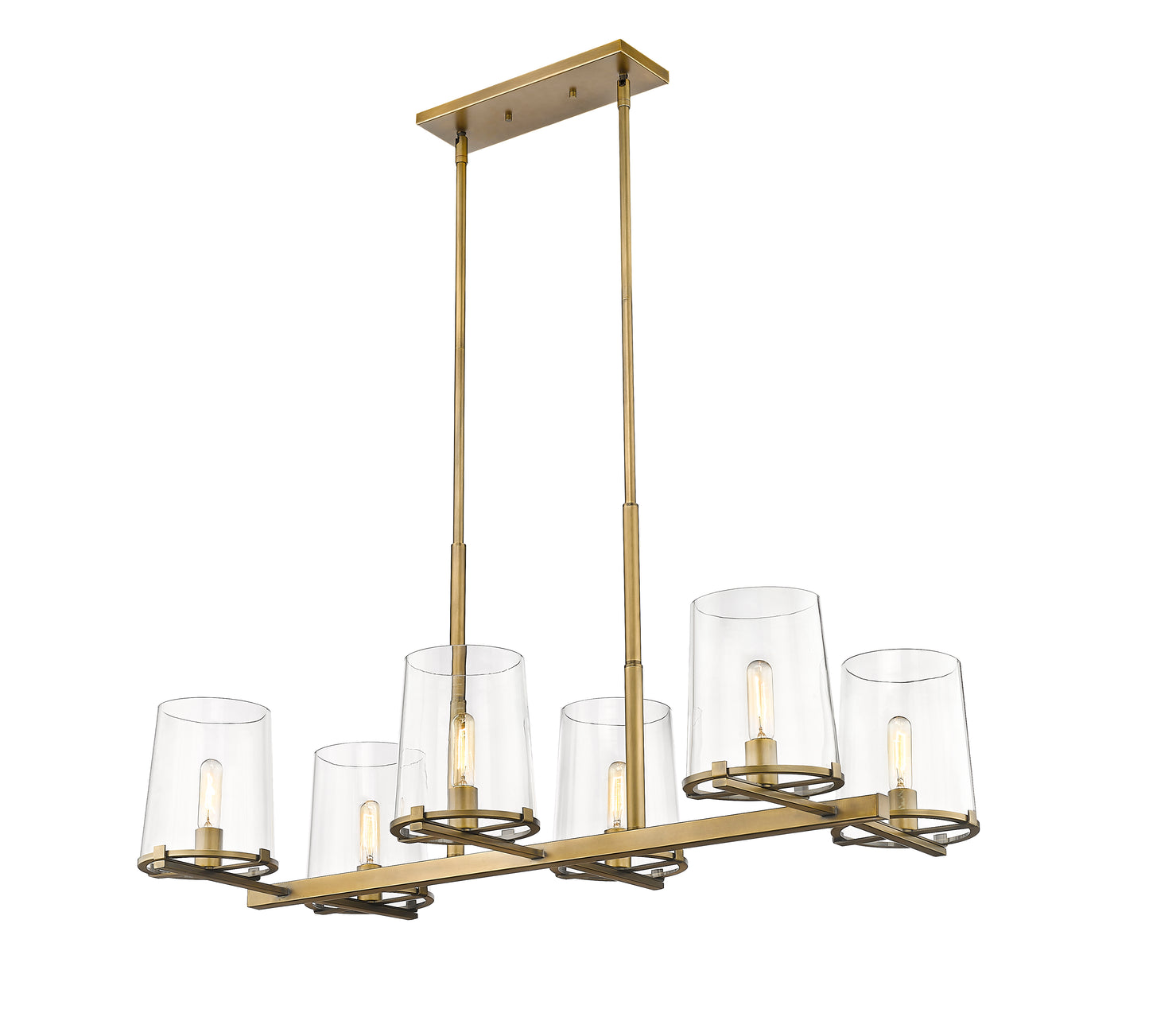 3032-6L-RB - Callista 6 Light Linear 44" Chandelier - Rubbed Brass