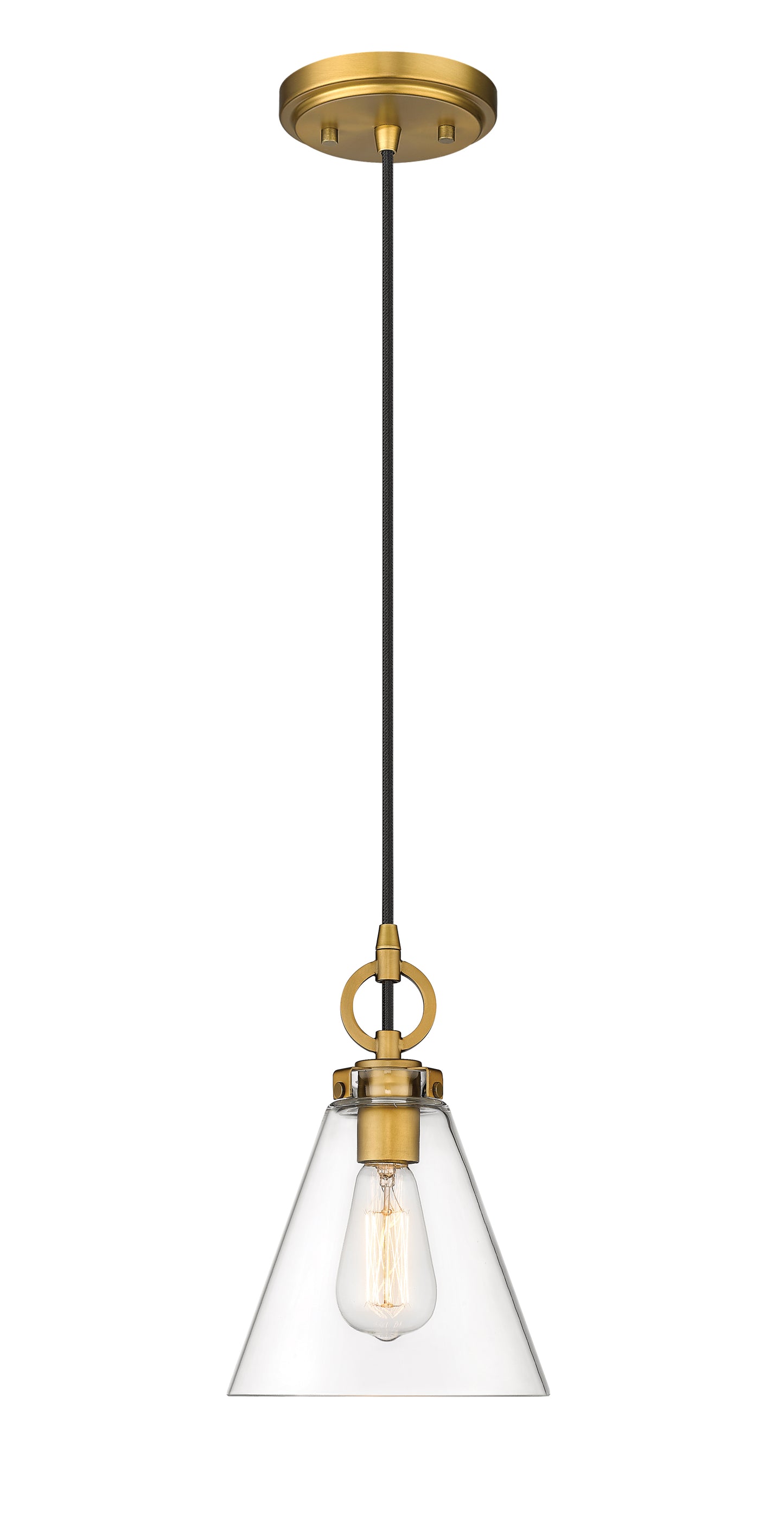3034P8-RB - Harper 1 Light 8" Pendant - Rubbed Brass