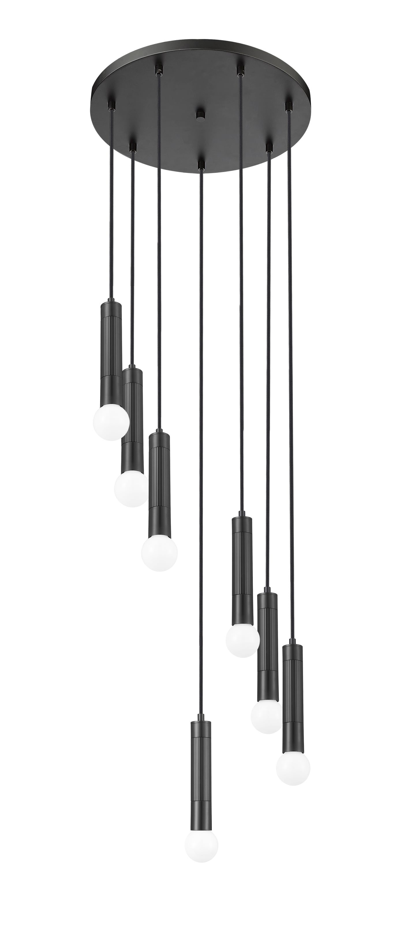 1956P-7R-MB - Stari 7 Light 18" Chandelier - Matte Black