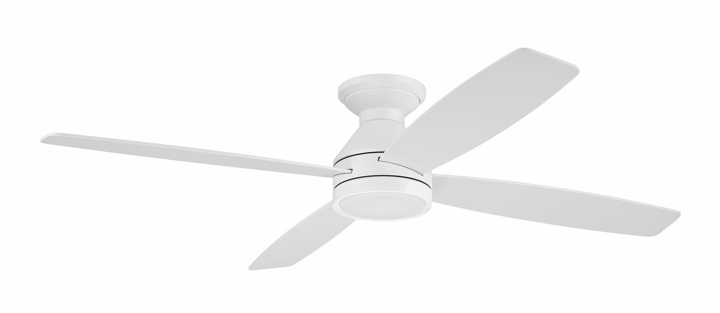DMC52W4 - DeMarco 52" 4-blade Ceiling Fan Indoor/Outdoor Damp Rated 52" 4 Blade Indoor Outdoor Ceiling Fan with Light Kit - White