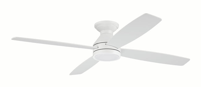 DMC52W4 - DeMarco 52" 4-blade Ceiling Fan Indoor/Outdoor Damp Rated 52" 4 Blade Indoor Outdoor Ceiling Fan with Light Kit - White
