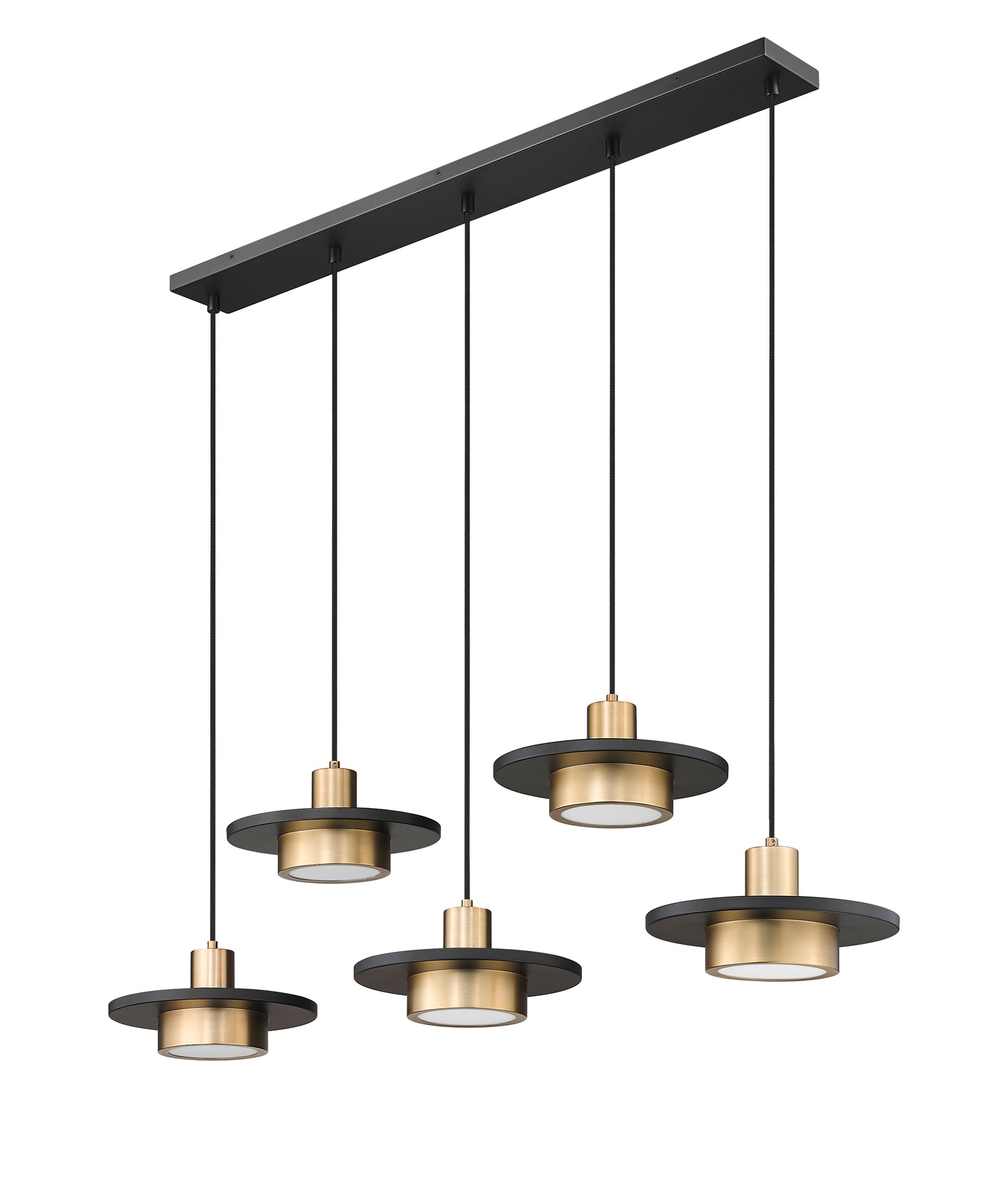 829P12-5L-MB-MGLD-LE - Ludo 5 Light Linear 52" Chandelier - Matte Black / Modern Gold