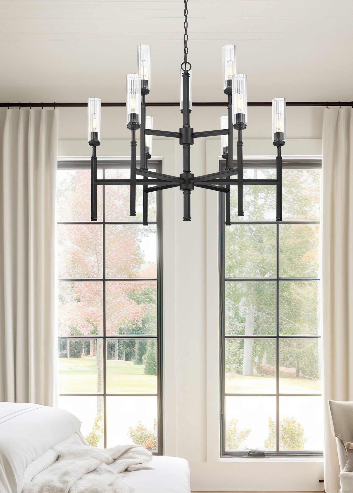 3047-9MB - Esme 9 Light 38" Chandelier - Matte Black