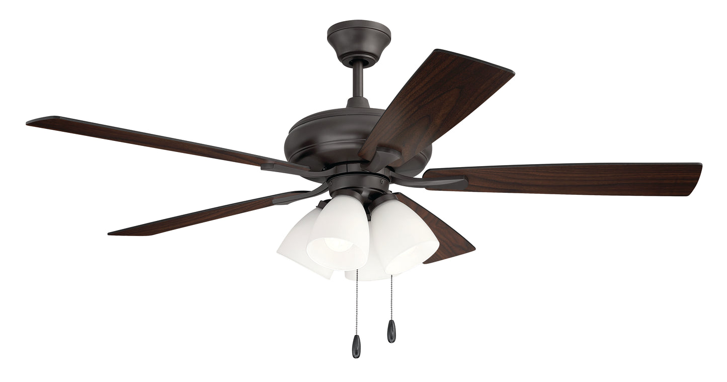 ECF114CBZ5-CBZWLN - Eos Frost 4 Light 52" 5 Blade Ceiling Fan with Light Kit - Classic Bronze