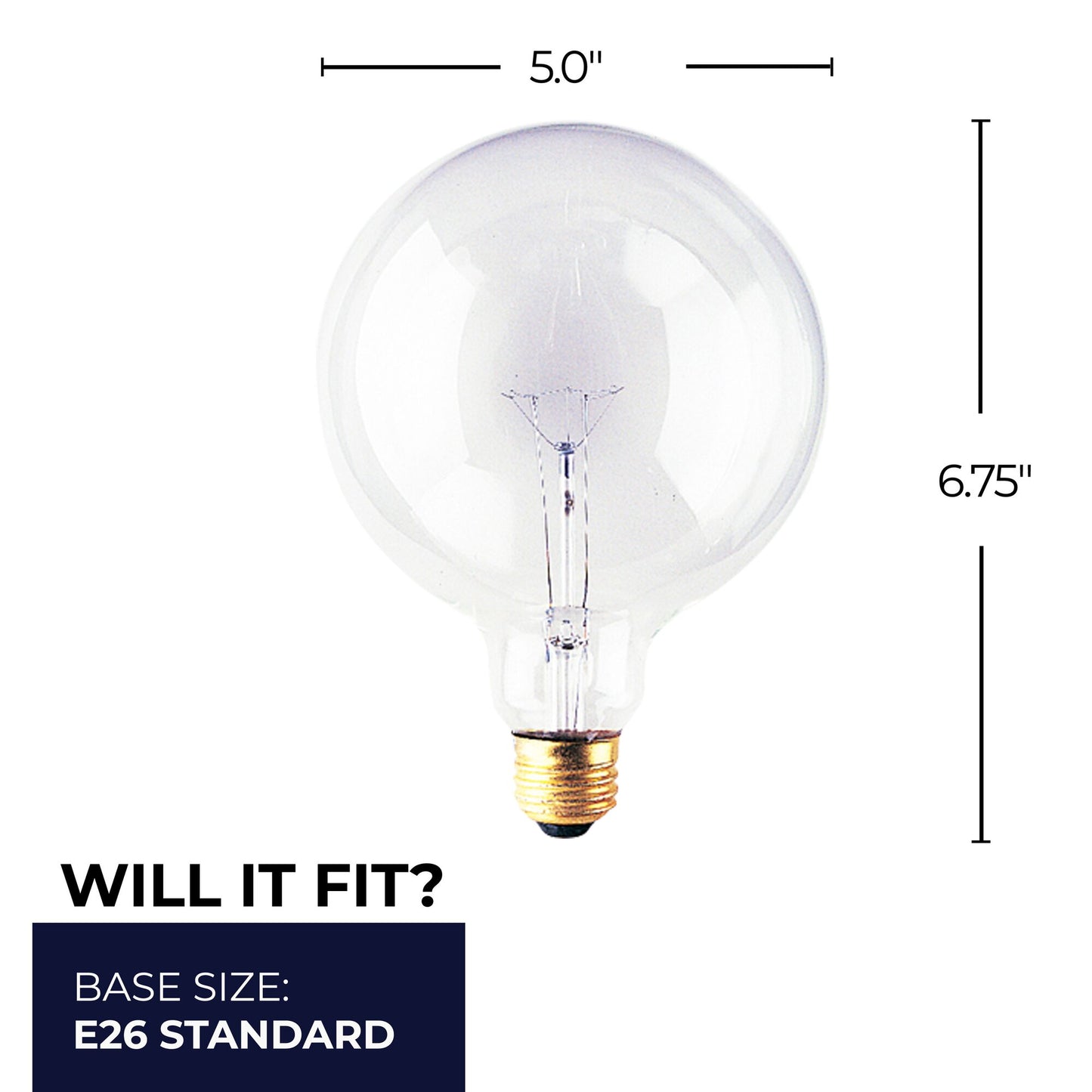 351025 - Dimmable Clear G40 Incandescent Light Bulb - 25 Watt - 2700K - 12 Pack