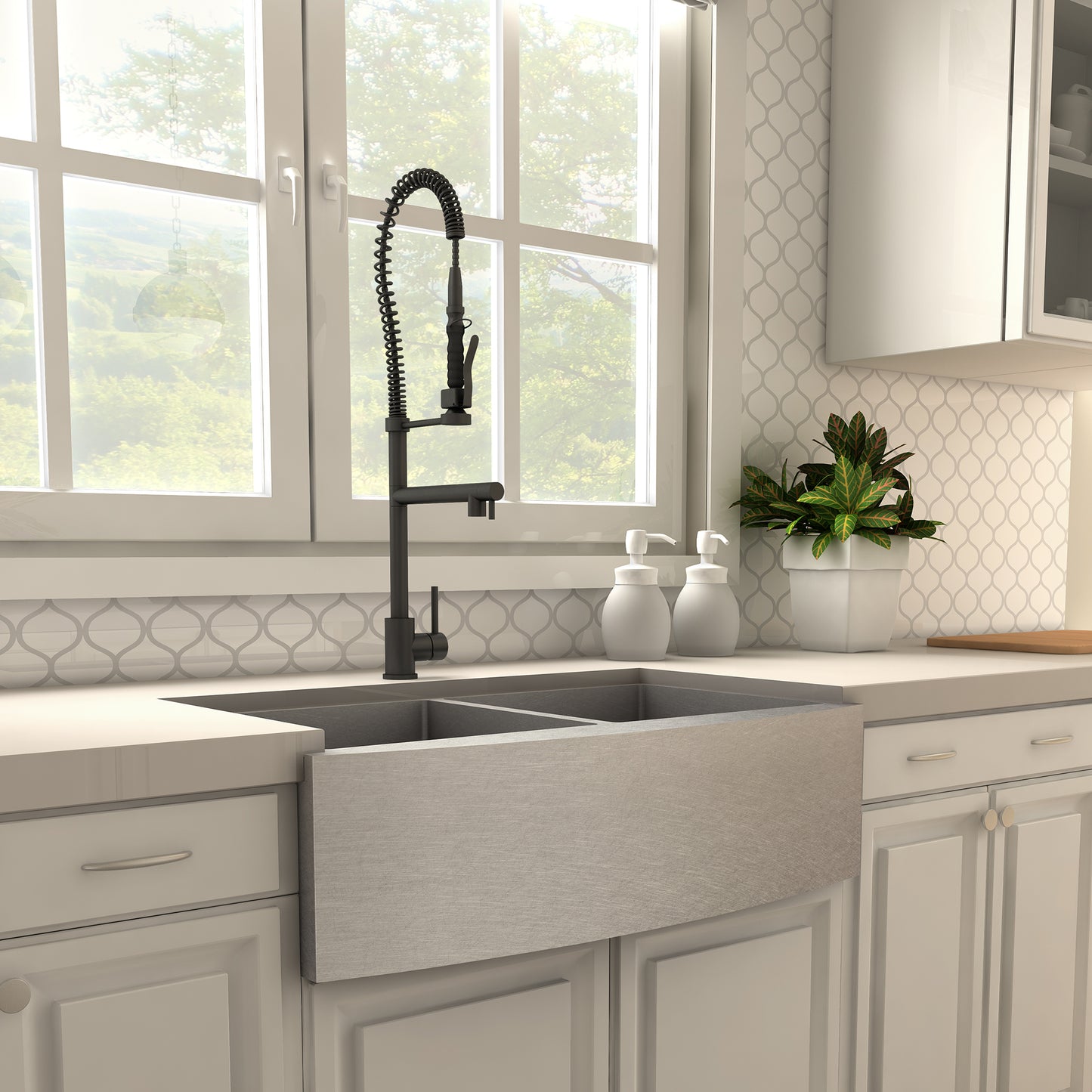 VNG-KF-MB - Van Gogh Pull Down Spring Kitchen Faucet with Pot Filler in Matte Black