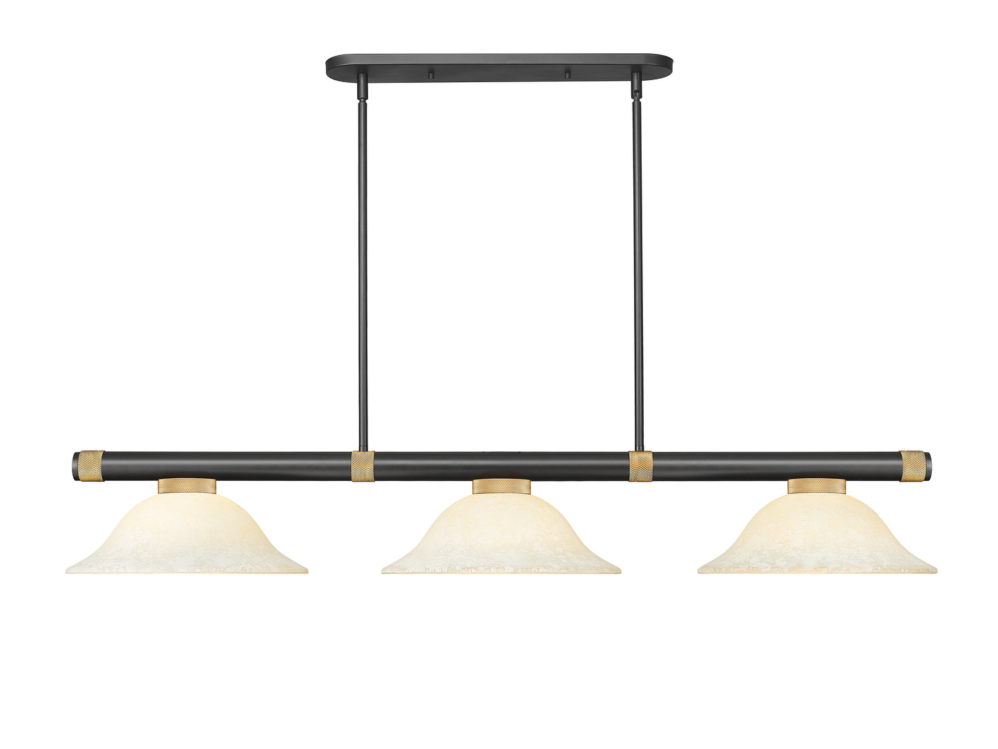 3050-3MB-RB-GM16 - Vanguard 3 Light 58" Billiard - Matte Black / Rubbed Brass