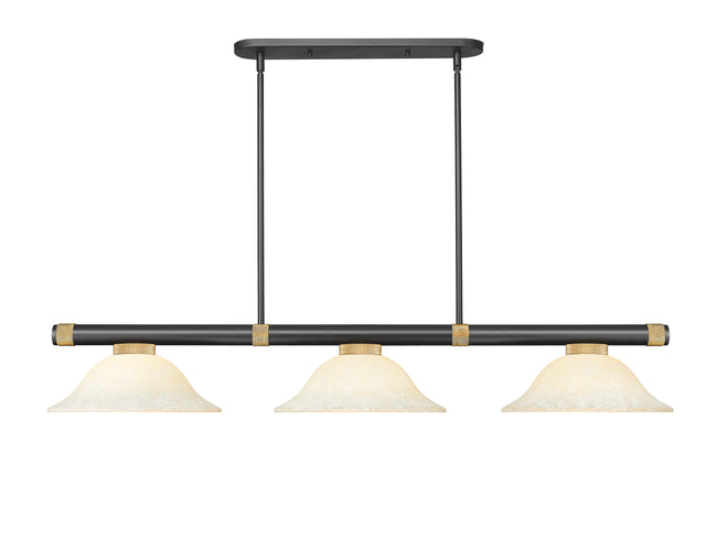 3050-3MB-RB-GM16 - Vanguard 3 Light 58" Billiard - Matte Black / Rubbed Brass