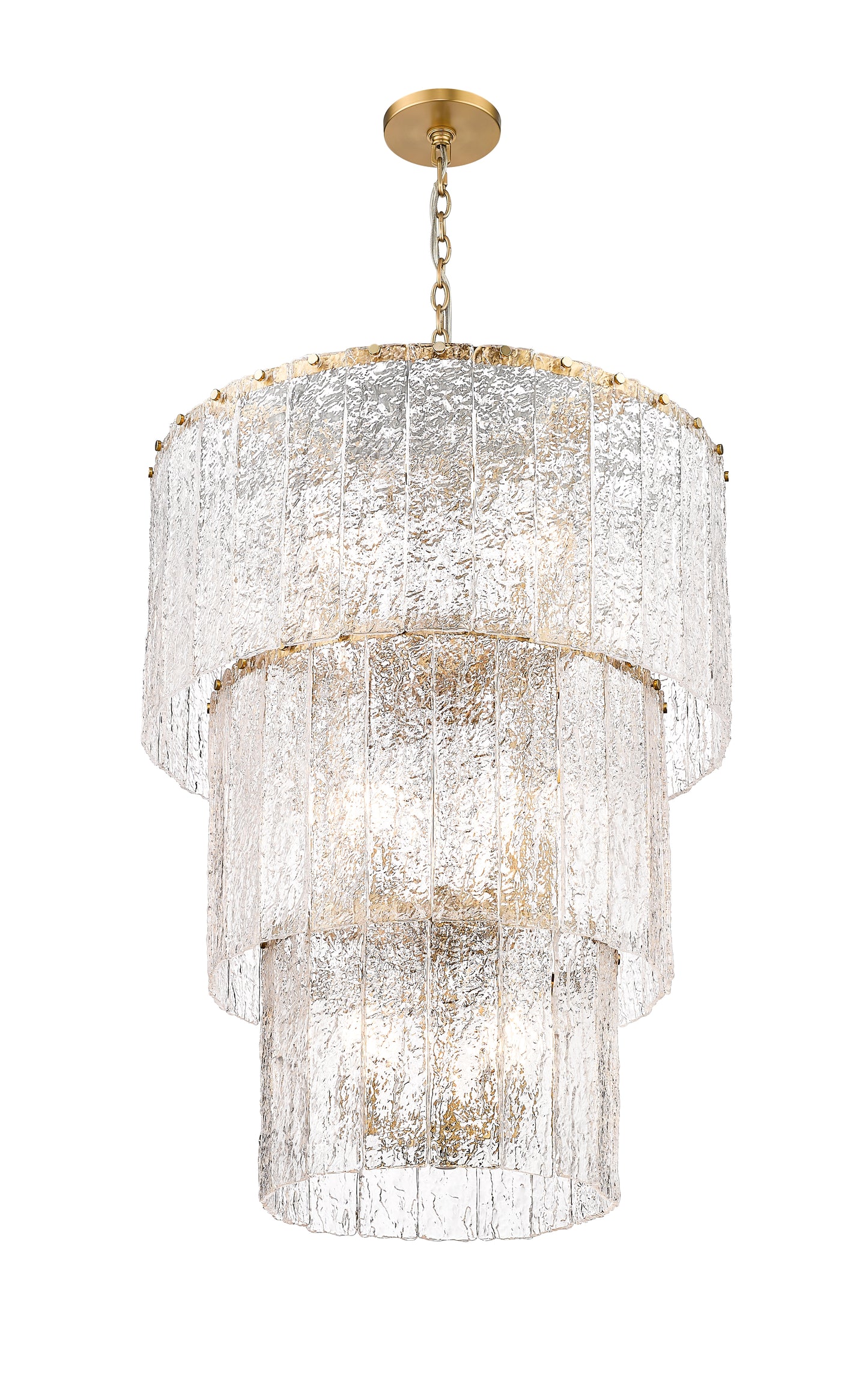 1943-36MGLD - Glacier 12 Light 28" Chandelier - Modern Gold