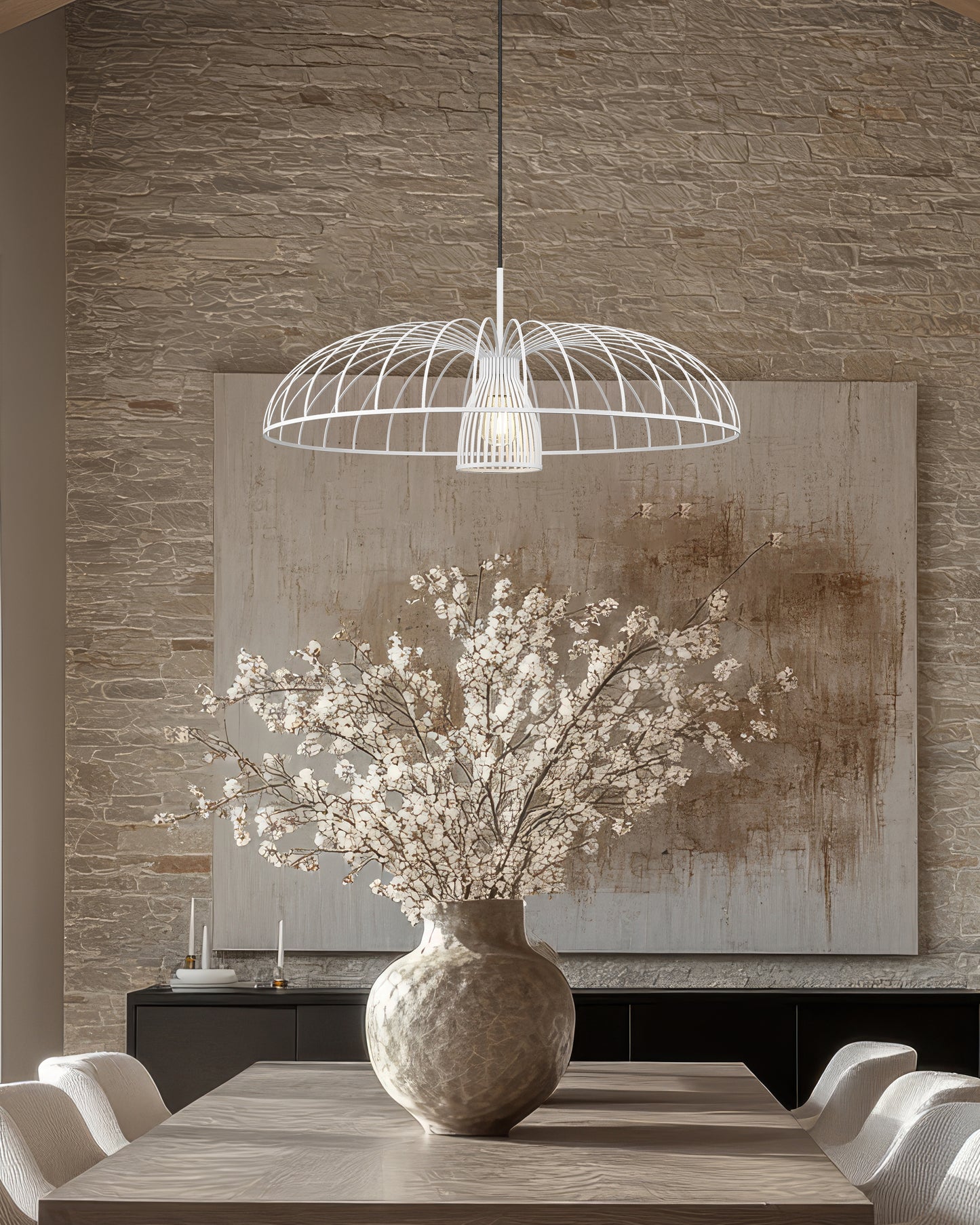 623P35-TXWH - Valencia 1 Light 35" Pendant - Texture White