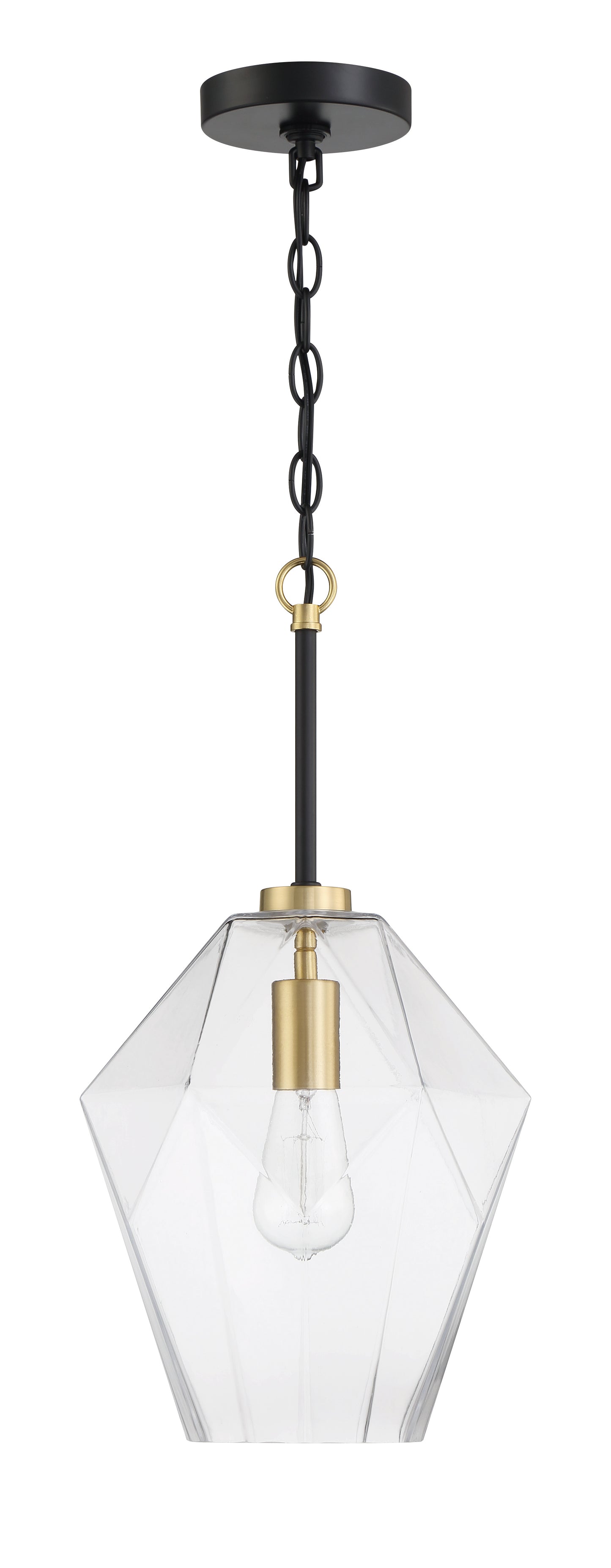 56992-FBSB - Avante Grand 1 Light 9" Wide Pendant - Flat Black / Satin Brass