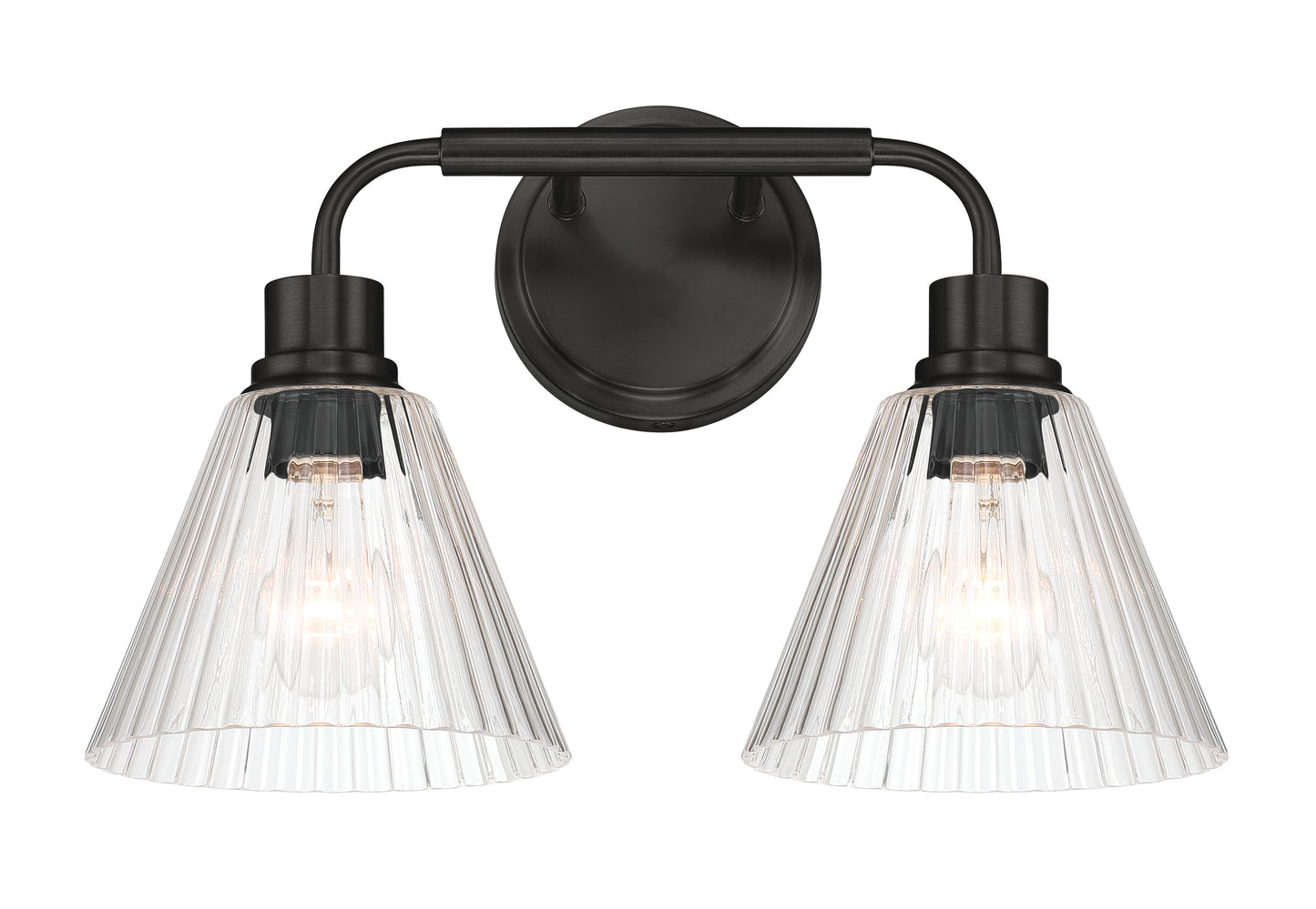 61102-FB - Pleated 2 Light 17" Wide Vanity Light - Flat Black