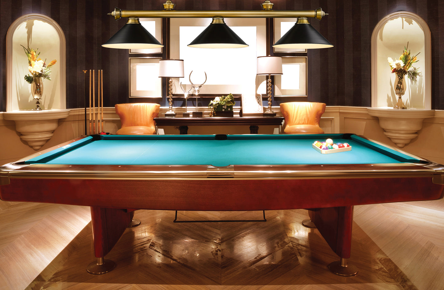 2306-3RB-MB15 - Cordon 3 Light 57" Billiard - Rubbed Brass
